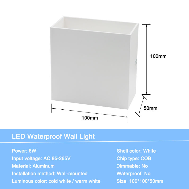 Impermeable IP65 Luz de pared Decoración Aluminio LED Jardín Luz de pared Luces al aire libre Montado en la pared Baño LED Luz nocturna