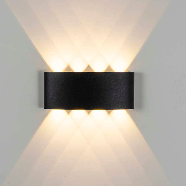 Lámpara de pared Led de 8W para exteriores, interiores, Ip65, arriba, abajo, blanco, negro, moderno, para el hogar, escaleras, dormitorio, mesita de noche, luz de baño