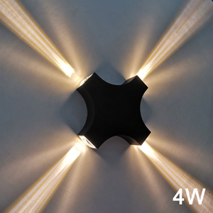 Luz de noche de noche de haz cruzado de 4W Decoración industrial RGB luz de pared led baño de jardín IP65 luces hacia arriba y hacia abajo
