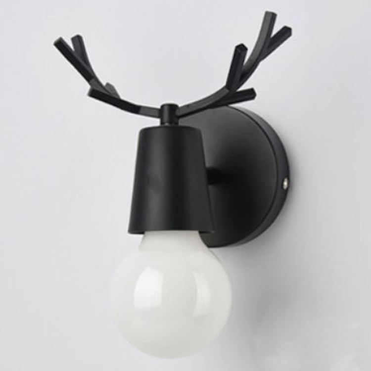 Luces LED de pared ajustables de estilo nórdico, candelabro de lectura para dormitorio con cuernos de ciervo de dibujos animados coloridos, iluminación para habitación de niños E27