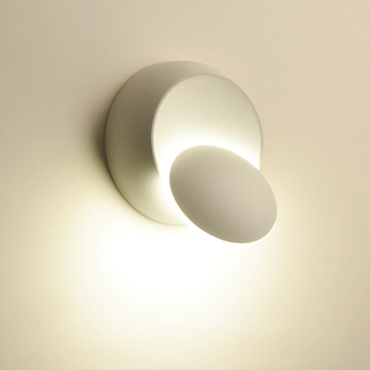 Luz de noche ajustable para decoración de interiores, lámpara de pared redonda blanca y negra de 360 ​​grados con precio de fábrica