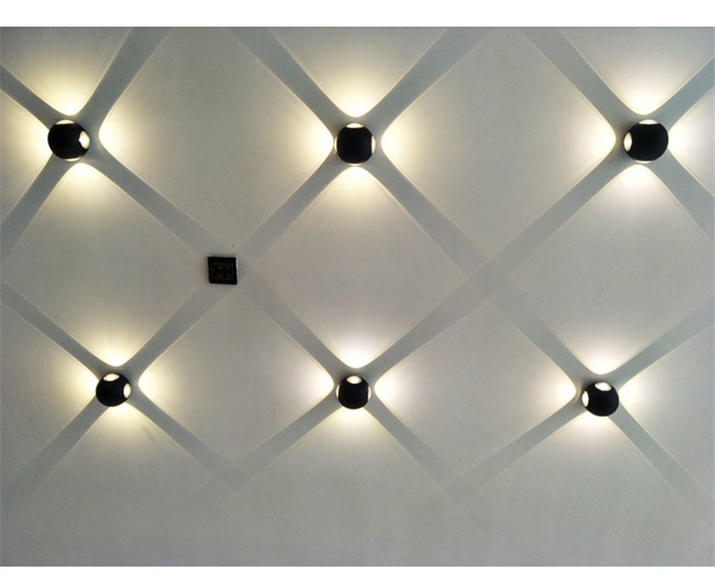 Lámpara de pared LED de alta calidad, negra, de cuatro lados, 12W, redonda, impermeable, para exteriores, para jardín, decorativa, colorida, arriba y abajo