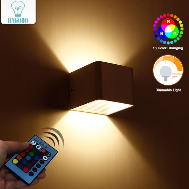 Lámpara de pared led de cubo de 3W de alta calidad con control remoto rgb para iluminación de sala de estar interior