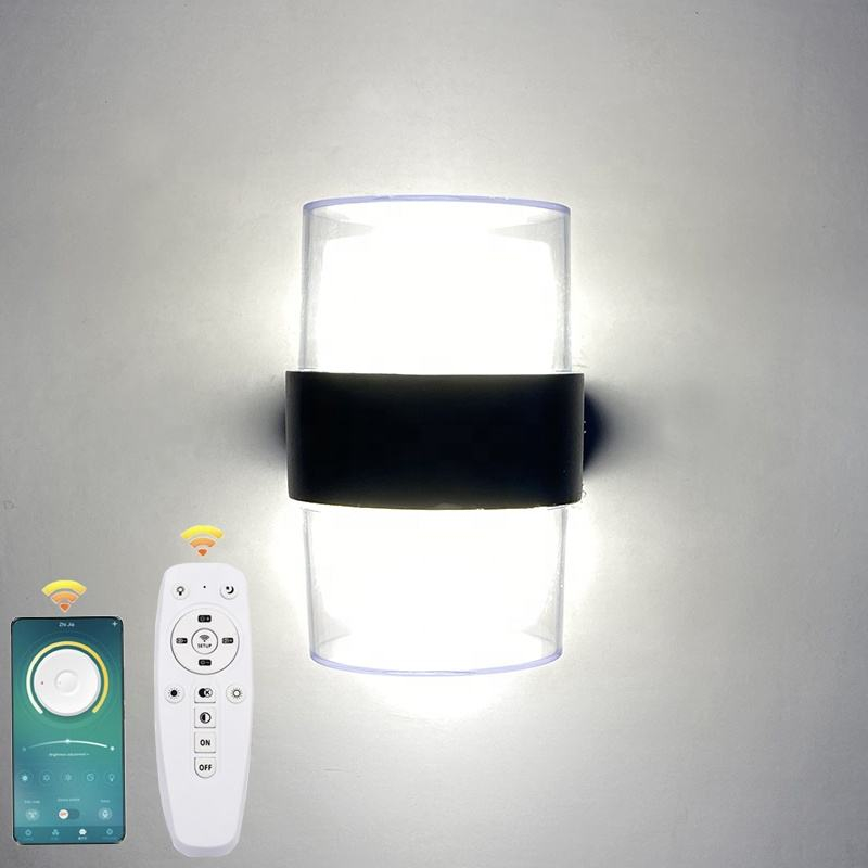 LED Innovador 2.4G Control remoto inteligente Temperatura de tres colores 3 modos Colores Lámpara de pared impermeable IP65 Arriba y abajo