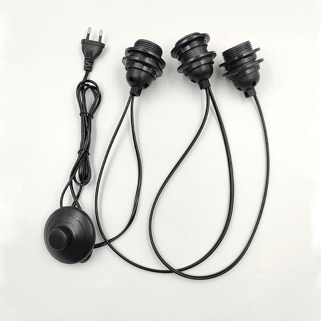 E27 Soporte de lámpara de diente completo Enchufe de cable del Himalaya Soporte de lámpara de sal Interruptor 317 Enchufe de UE / EE. UU. Tres portalámparas