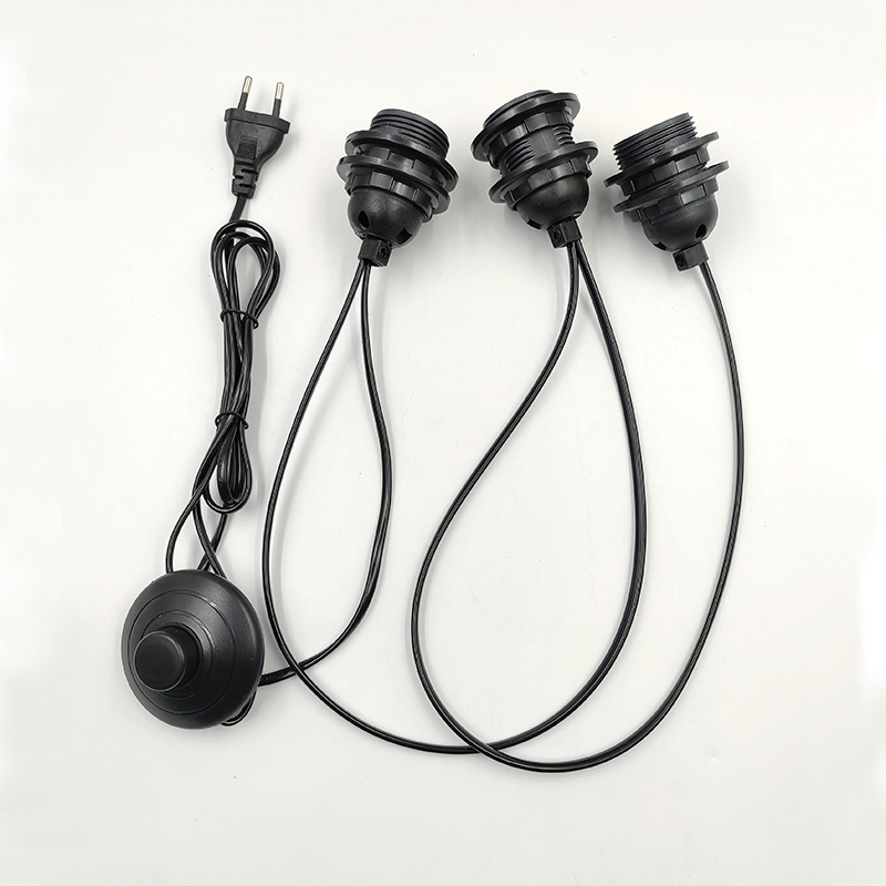 E27 Soporte de lámpara de diente completo Enchufe de cable del Himalaya Soporte de lámpara de sal Interruptor 317 Enchufe de UE / EE. UU. Tres portalámparas