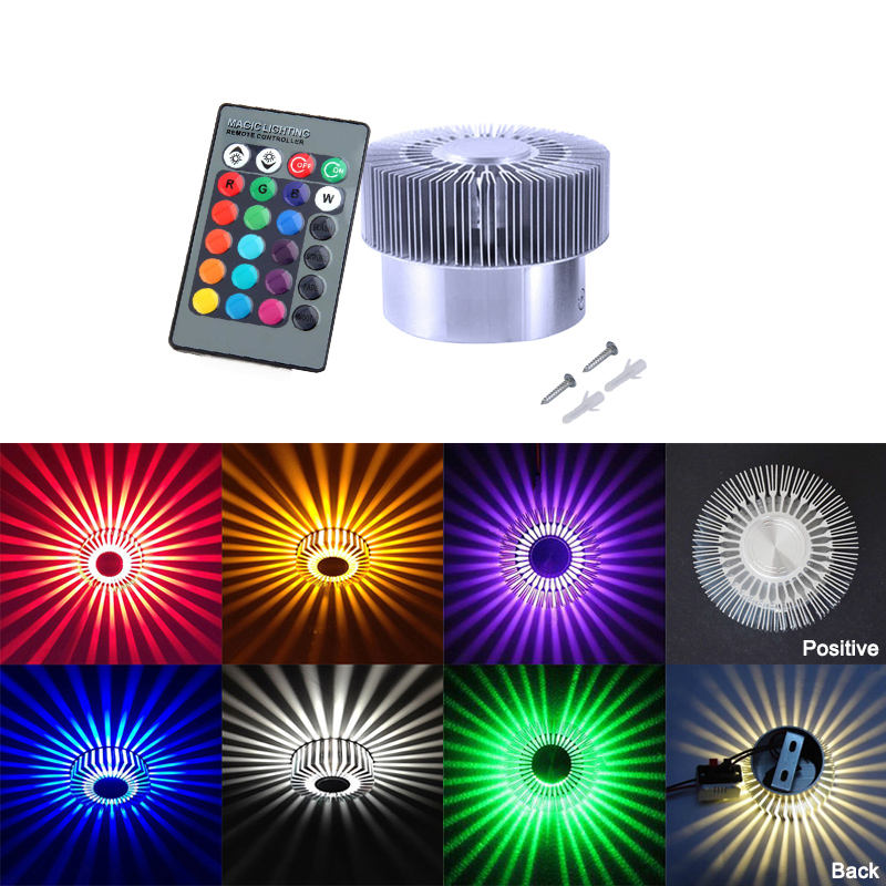 La luz de la pared del girasol de 3W incrusta el RGB con el regulador para la lámpara de pared decorativa del hotel interior