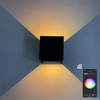 Exterior interior dormitorio moderno lectura arriba y abajo ángulo ajustable controlador de luz Led aplicación lámpara de pared luces controladas por aplicación