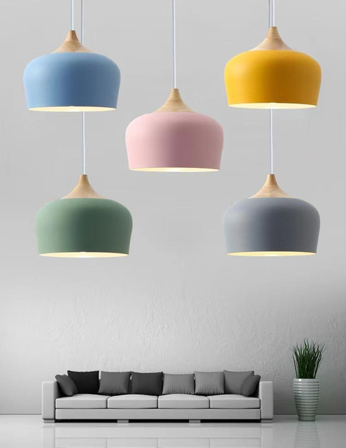 Candelabro de comedor nórdico, luces de techo colgantes, luces de techo empotradas led creativas, estudio de dormitorio, sala de estar, lámpara de barra de color Macaron, lámpara de araña de interior