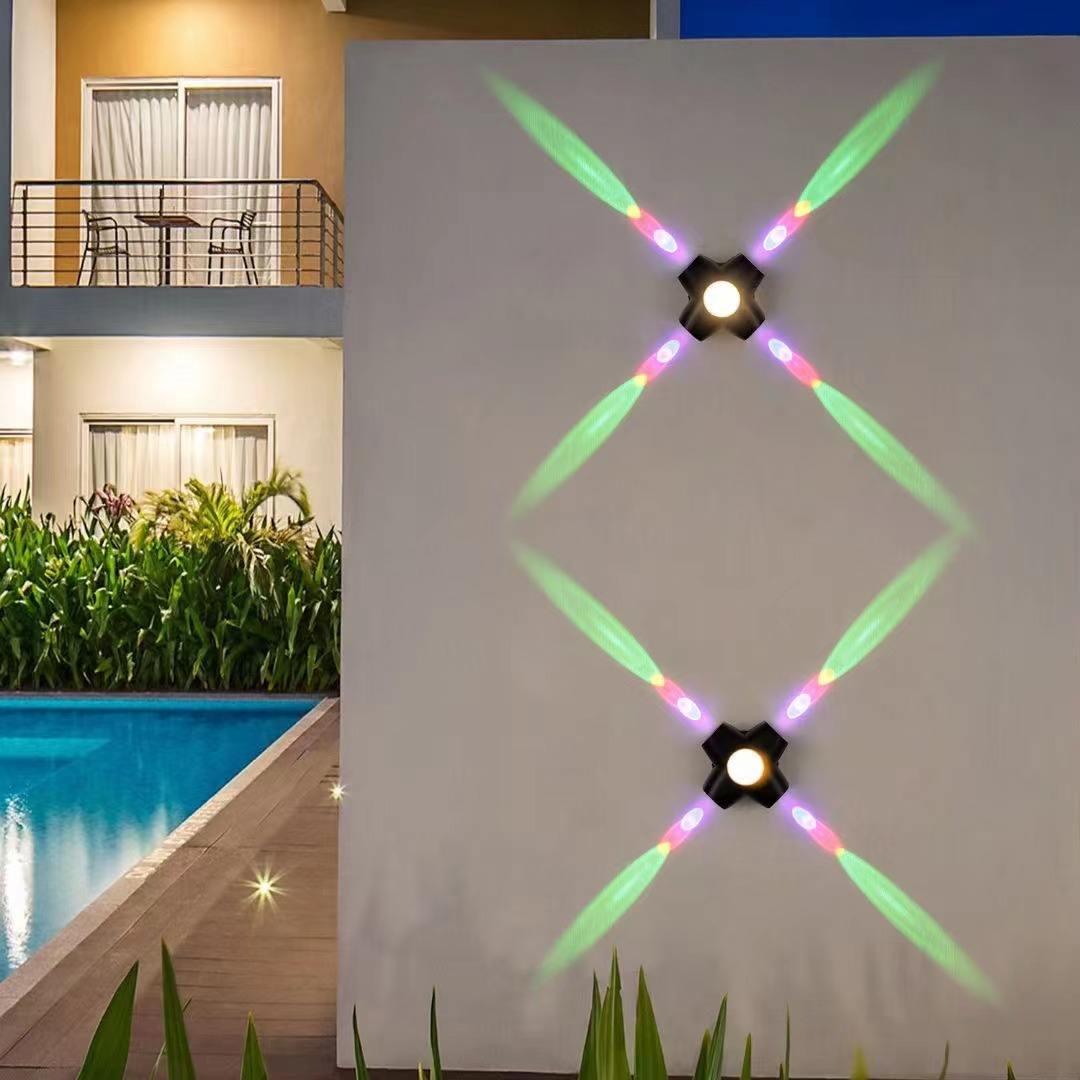 Lámpara de pared minimalista con ondas LED para exteriores montada en superficie, resistente al agua, IP65, 85 ~ 265V, lámpara de pared minimalista para camino, calle, porche