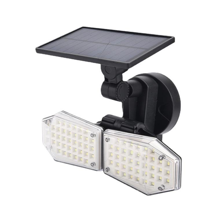 Hagood Exterior impermeable 3 cabezas Luz de pared Tres cabezas 83 COB Sensor solar LED Luces de seguridad alimentadas