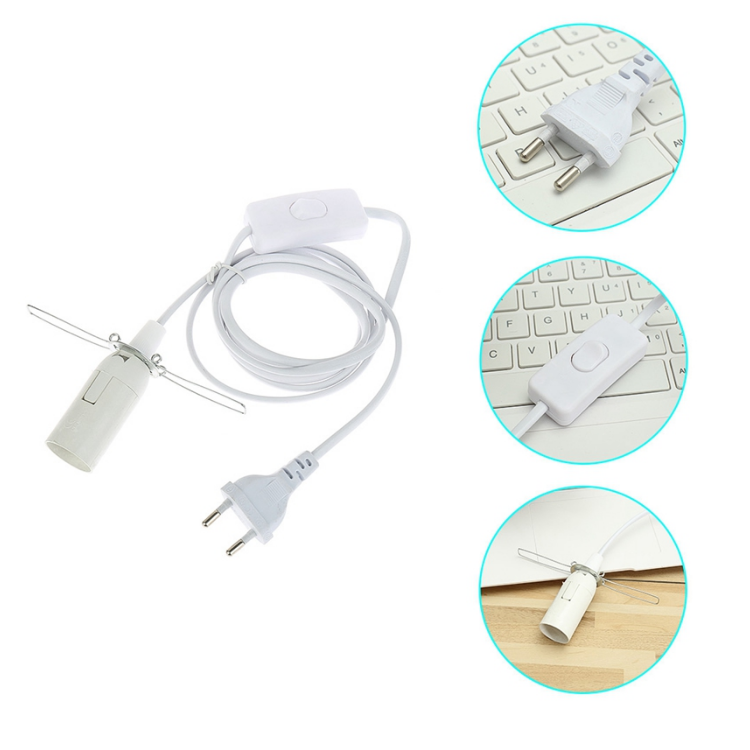 Cable de alimentación de 1,8 m, Bases de lámpara E14 E27, enchufe de la UE con Cable de interruptor para bombilla LED colgante, soporte de enchufe de suspensión de lámpara colgante E14