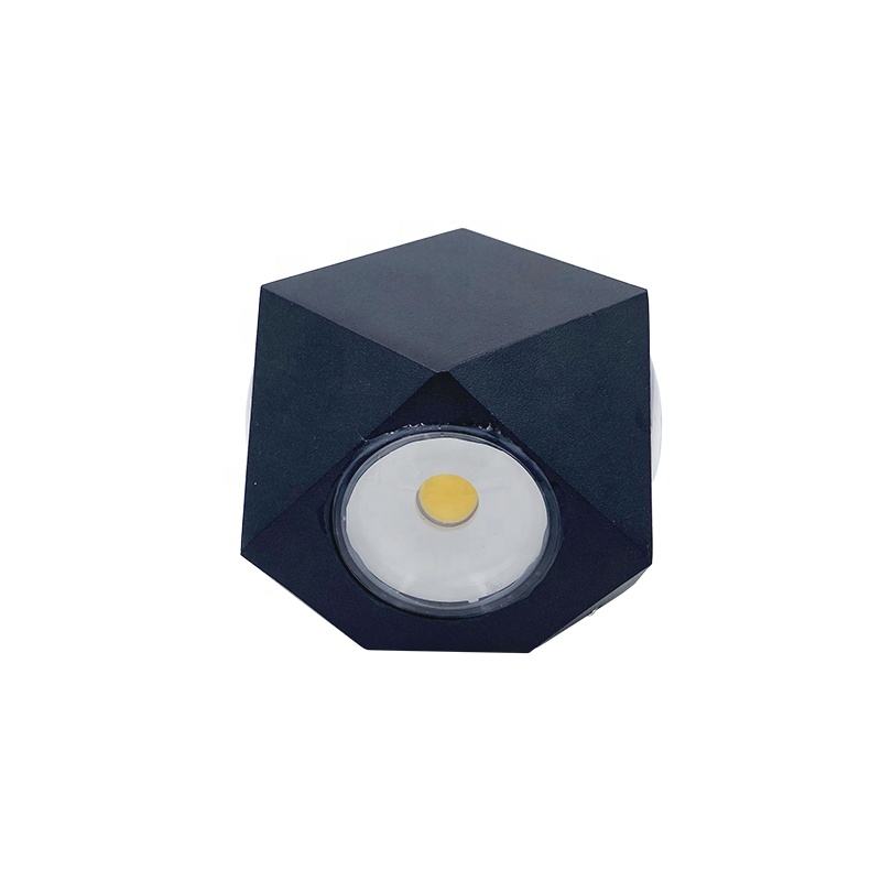 China fabrica casa externa 3000-6000k 12W forma de diamante interior IP65 decoración led pared luz exterior fuente fabricante
