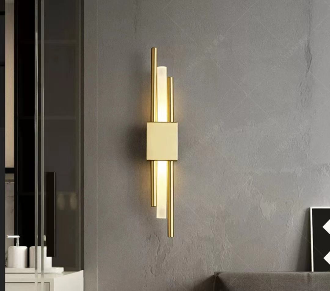 Lámpara de pared de tira larga de 6W, lámpara de pared de fondo de sala de estar, estudio, dormitorio, lámpara de noche, luz nórdica moderna simple, rejilla creativa de lujo