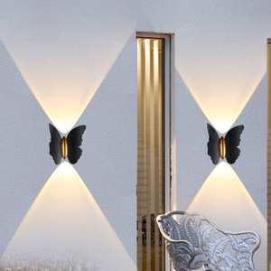 Lámpara de pared LED de 6W con forma de mariposa para exteriores, lámpara de pared impermeable IP65 para decoración de jardín, luz de soporte para pasillo