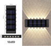  Luz de pared solar de 6LED hacia arriba y hacia abajo, decoración para exteriores, jardín, patio, luz de pared para el hogar, artículos luminosos impermeables para exteriores