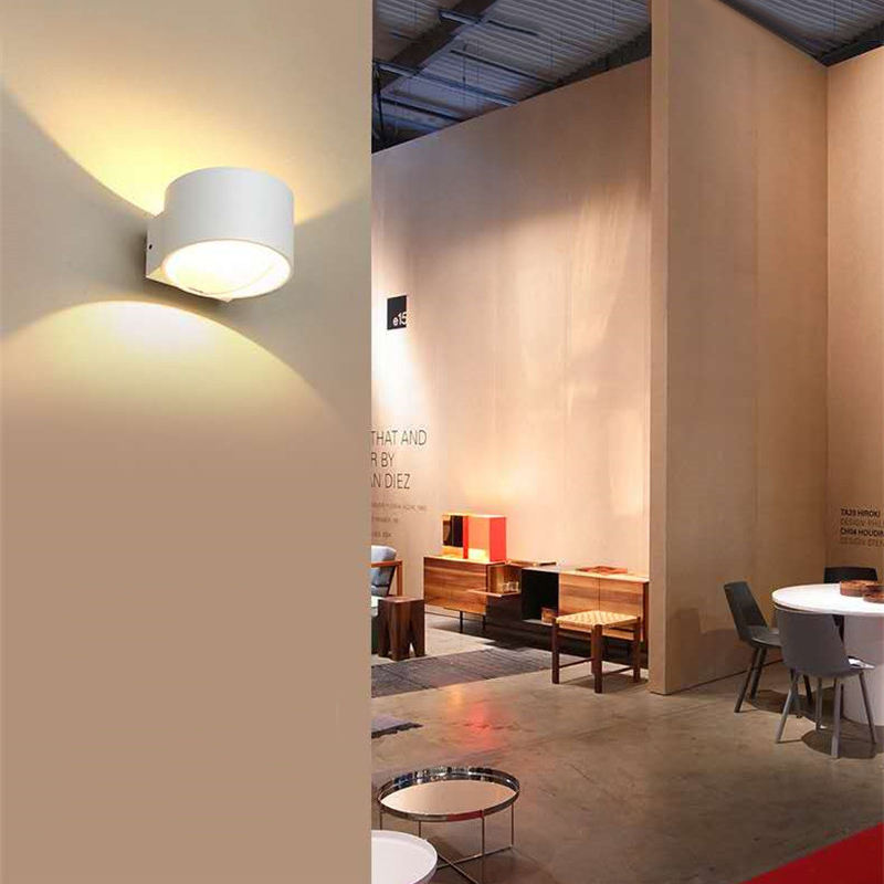 Luz de pared circular de luz blanca cálida/fría de 5W para decoración de interiores, luces brillantes, lámpara de pared LED negra/blanca, luz de arriba y abajo