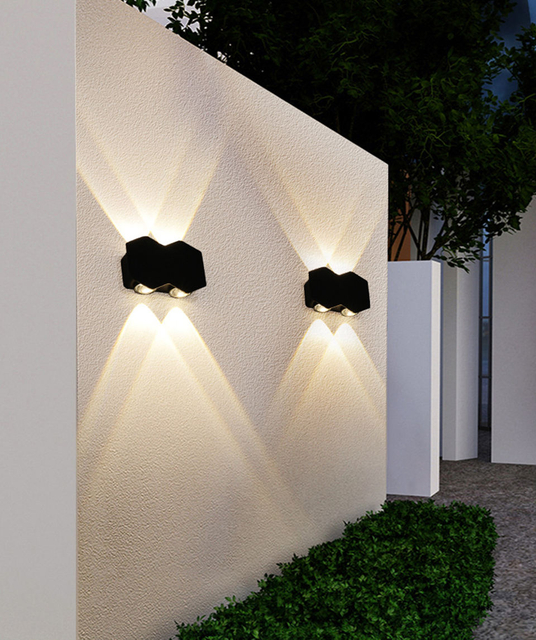 4W 6W 8W Nueva carcasa negra Carcasa blanca IP65 Impermeable Exterior LED Aplique de pared Luces hacia arriba y hacia abajo Luz montada en la pared