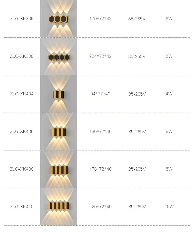 Lámpara de pared Rectángulo de moda Oro Negro Luz hacia arriba y hacia abajo Lámpara de cuerpo luminoso Estilo de iluminación Oficina moderna Rohs Epistar Input Flux