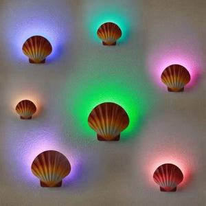 Nueva lámpara impermeable de 5W, luz LED para interiores y exteriores, candelabro de pared led moderno, lámpara de concha de jardín para loft, color de luz RGB