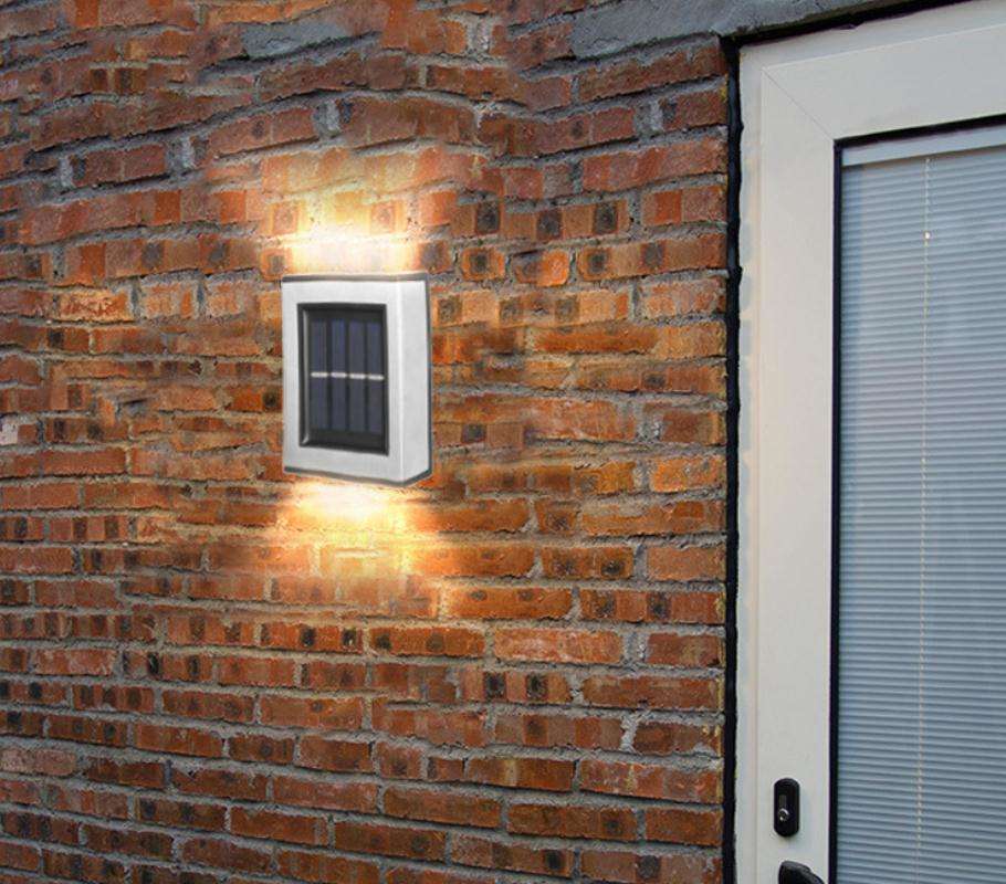 Lámpara solar 2LED IP65, lámpara impermeable para exteriores, lámpara de pared para patio para decoración de jardín y villa