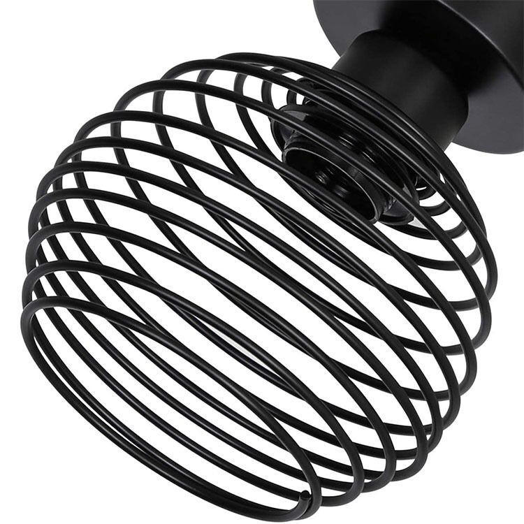 Lámparas de techo E27 de hierro Vintage para interiores, accesorios para pasillo, lámpara de techo LED Retro para interiores, para dormitorio, sala de estar, negro