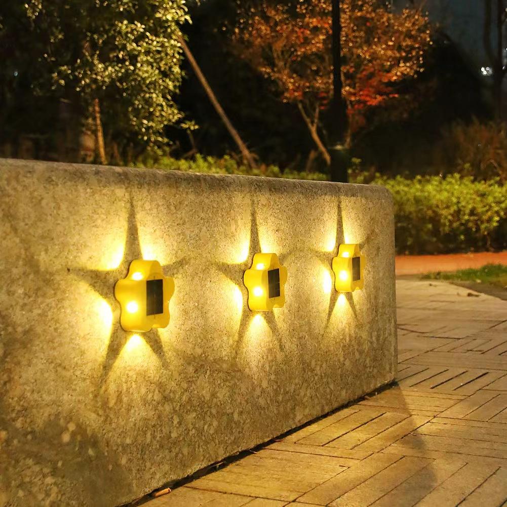 Lámpara de pared solar al aire libre impermeable hogar jardín terraza balcón, atmósfera decoración flor de ciruelo luz de noche