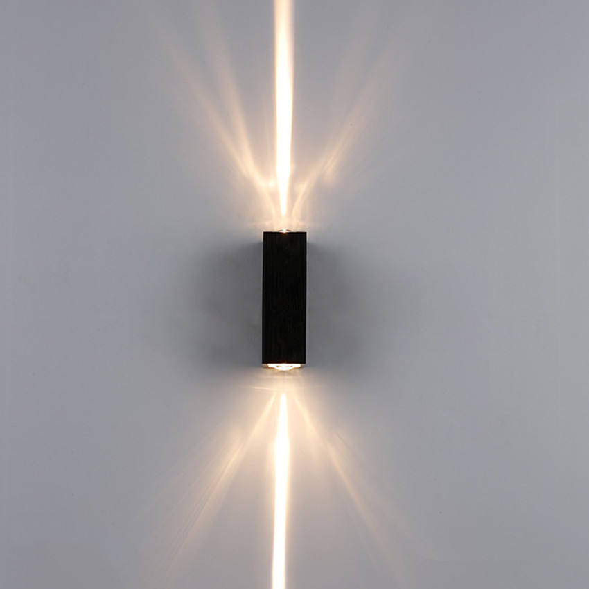 6W Modern Led Black shell beam light luz de pared impermeable y luz nocturna al aire libre arriba y abajo luces de pared para el hogar