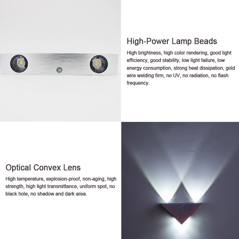 3W9W Triángulo moderno Interior Lámpara de pared LED montada en la pared Aluminio para decoración del hogar accesorio de iluminación de pared