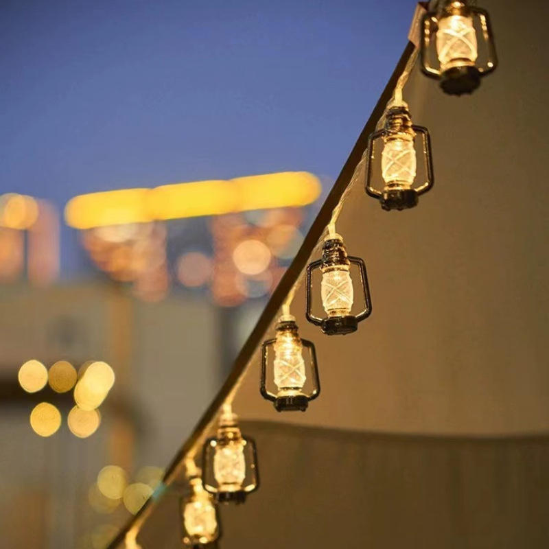 Cadena de luces LED de 1M y 10LED, luces de bola de hadas, cadena para acampar al aire libre, festival, vacaciones, decoración al aire libre, lámpara con batería, Navidad
