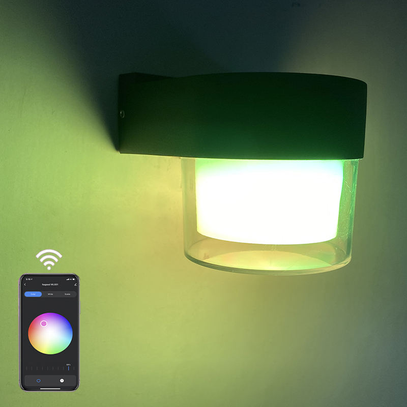 2023 Tuya APP Controle LED lámpara de pared inteligente IP65 impermeable colorida lámpara de pared decorativa de moda