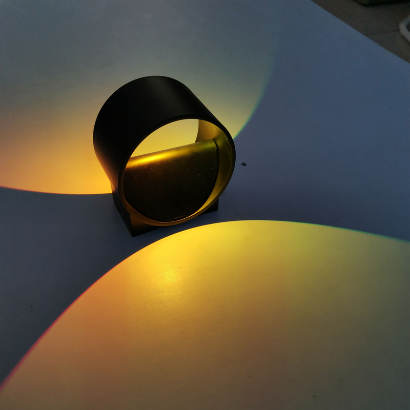 Luz de pared de anillo circular RGB de 5W para decoración de interiores, luces brillantes, lámpara de pared LED negra/blanca, luz de arriba y abajo