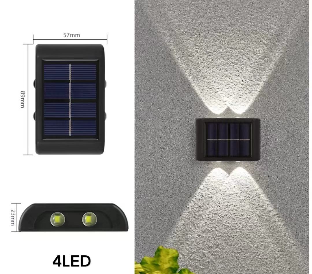 4LED 6LED 8LED 10LED 12LED 16LED luz de pared solar hacia arriba y hacia abajo decoración exterior jardín patio hogar luz de pared impermeable