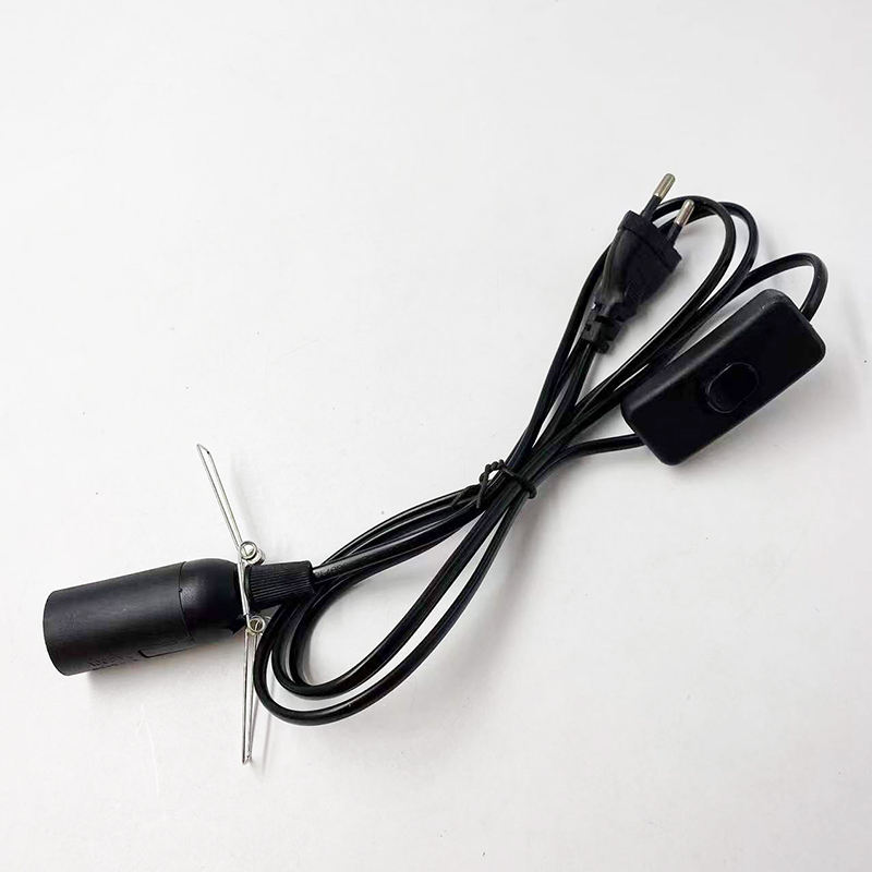 Portalámparas colgante europeo con enchufe de base E14 con interruptor de encendido y apagado, enchufe de la UE, extensión de cable vintage, base de bombilla e14