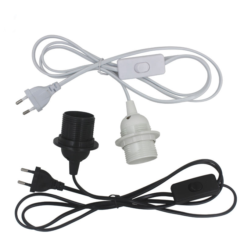 Enchufe AU EU US de 1,8 m, Cable de alimentación E27, Base de portalámparas de diente completo con Cable de interruptor 303 para bombilla LED colgante