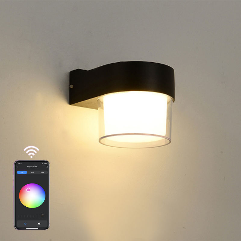 Lámparas LED de pared inteligentes 10W exterior Tuya Wifi cubo RGB aplicación regulable Sconce impermeable jardín Alexa Google Home acrílico pared luz