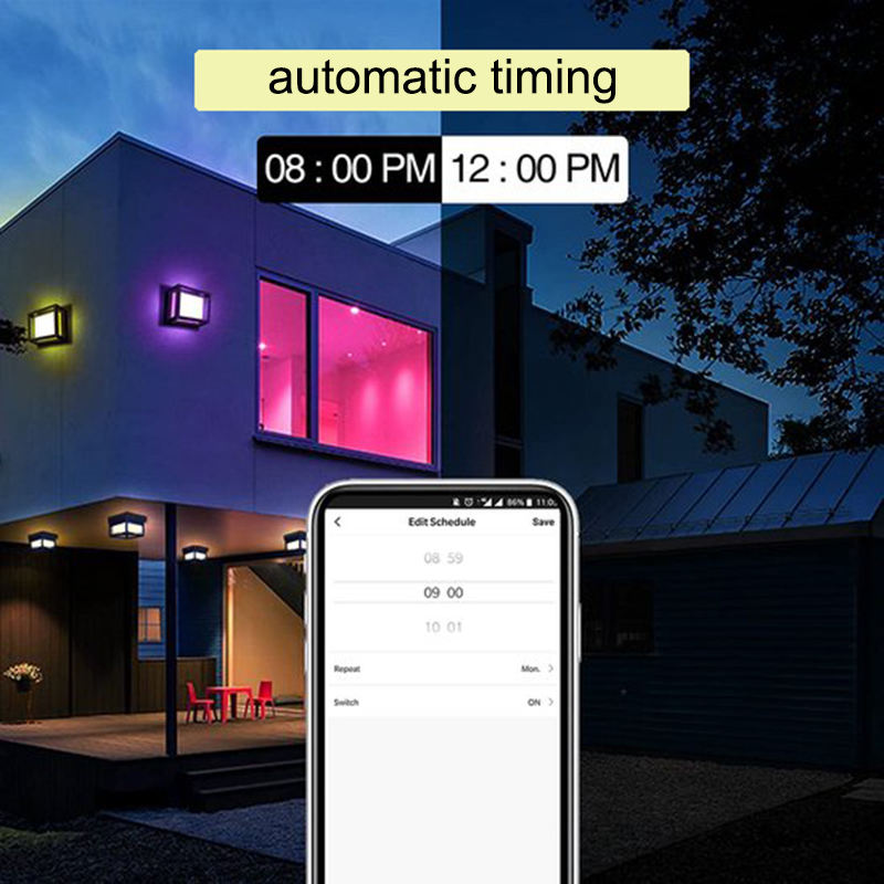 Aplique Hagood RGBW LED-Wandleuchte Aplique exterior de alta calidad Wifi Lámpara de pared impermeable Cambio de color por lámpara de aplicación inteligente buena