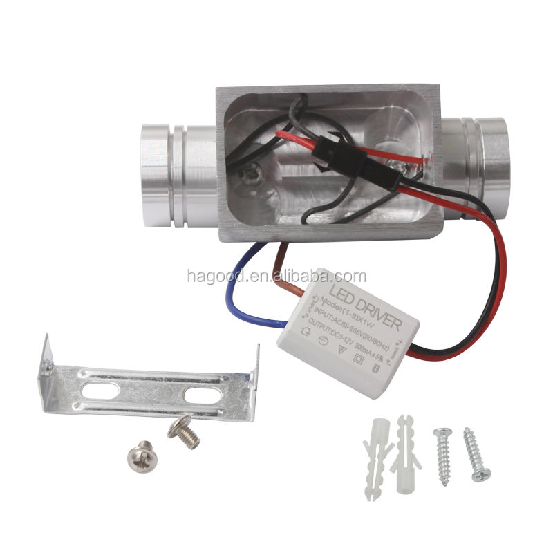2x1W AC85-265V luces de pared LED modernas de aluminio lámpara de pared aplique de luz de espejo para decoración de pared interior o iluminación