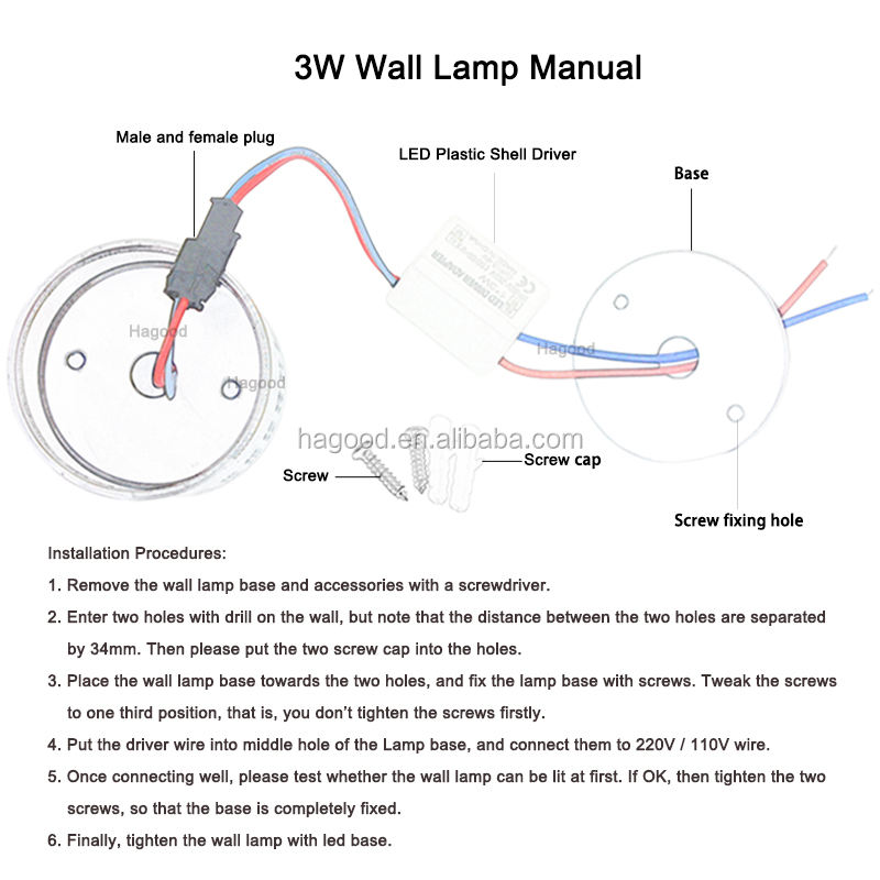 Más vendidos 3W AC85 ~ 265V Aplique de pared de aluminio Lámpara de decoración interior Lámpara de pared RGB con controlador