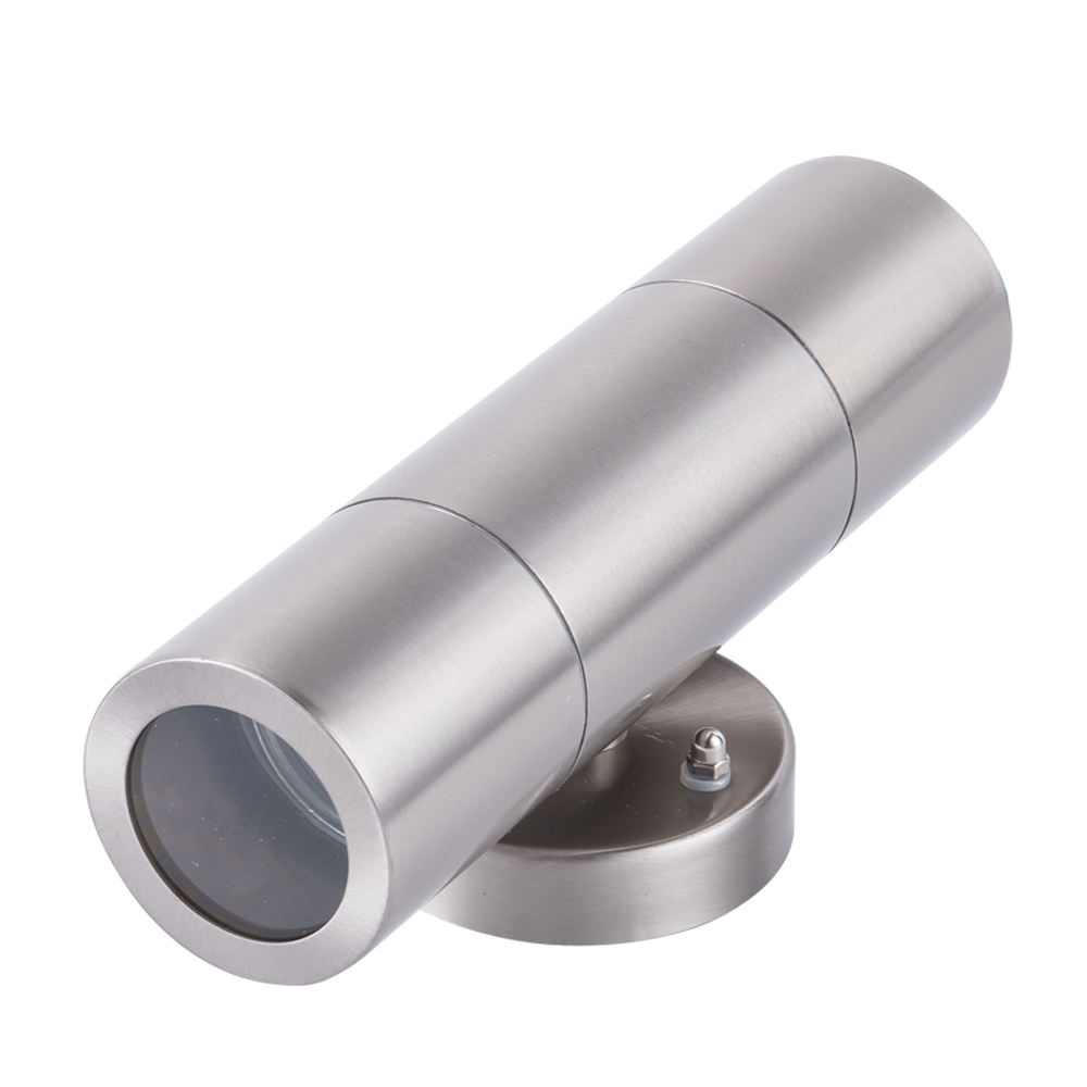 Luz de pared LED impermeable de acero inoxidable para exteriores hacia arriba y hacia abajo con bombilla GU10