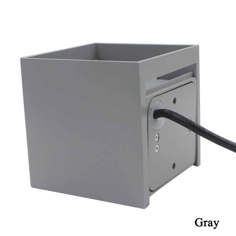 Lámpara de pared LED de pared ajustable IP65 gris Iluminación de aplique de cubo para exteriores