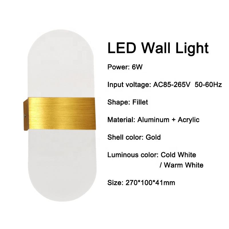 Aplique de pared de iluminación de aluminio LED de 6W, moderno y sencillo, para Bar interior, Hotel, pasillo, decoración del hogar, lámpara de pared LED