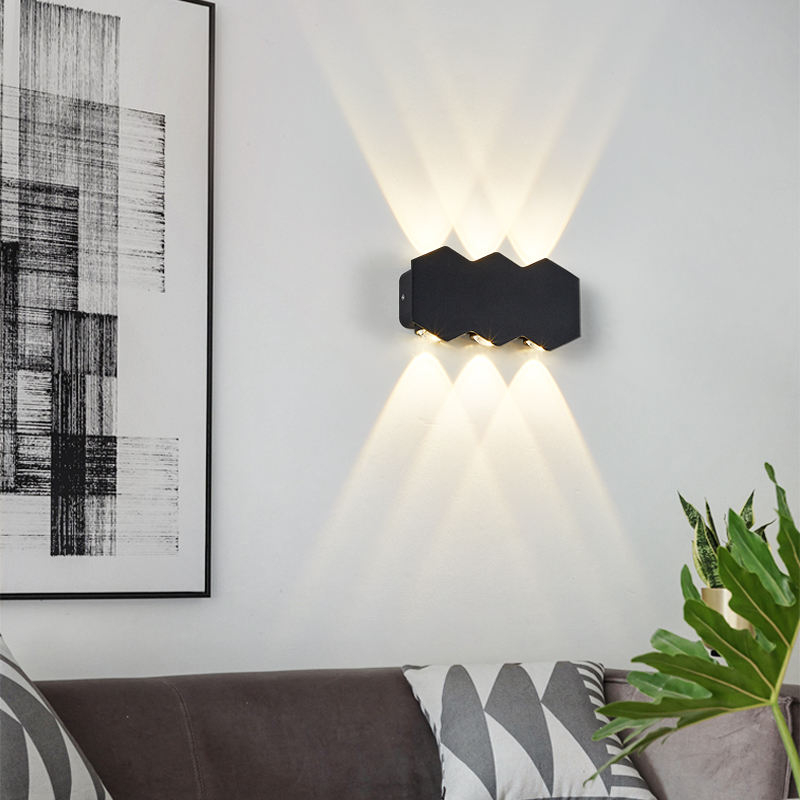4W 6W 8W 10W nuevo negro impermeable exterior aplique de pared arriba y abajo luces montadas en la pared hecho en China Led luz arriba y abajo