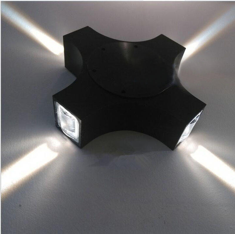 Nuevo LED Lámpara de pared para exteriores 12W Cross Star 4 lados Iluminación impermeable IP65 para decoración de jardín