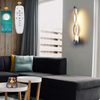 Lámpara de pared LED de 21W, luces de pared de atenuación continua de 2,4G con control remoto, escaleras, pasillo, blanco cálido largo, temperatura de tres colores