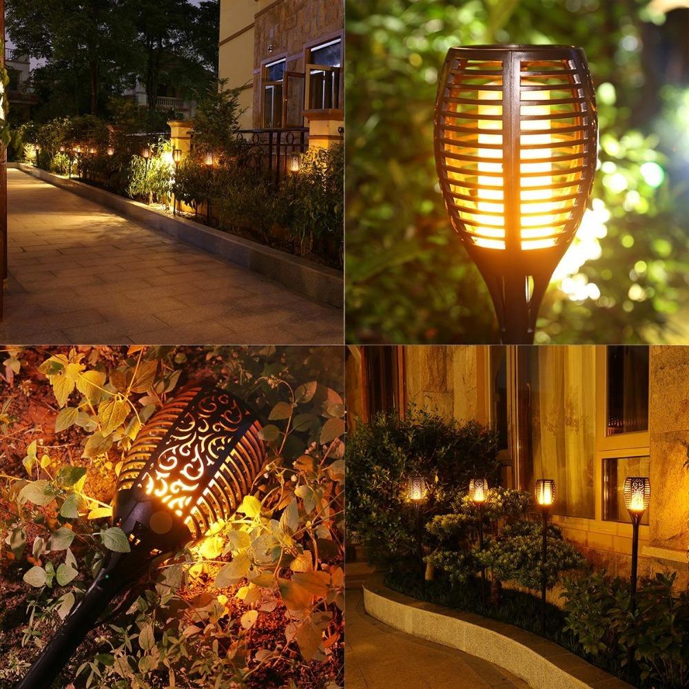 Luces solares Led para exteriores, antorcha de llama danzante parpadeante, iluminación Solar, lámpara impermeable para decoración de jardín, paisaje, camino de césped