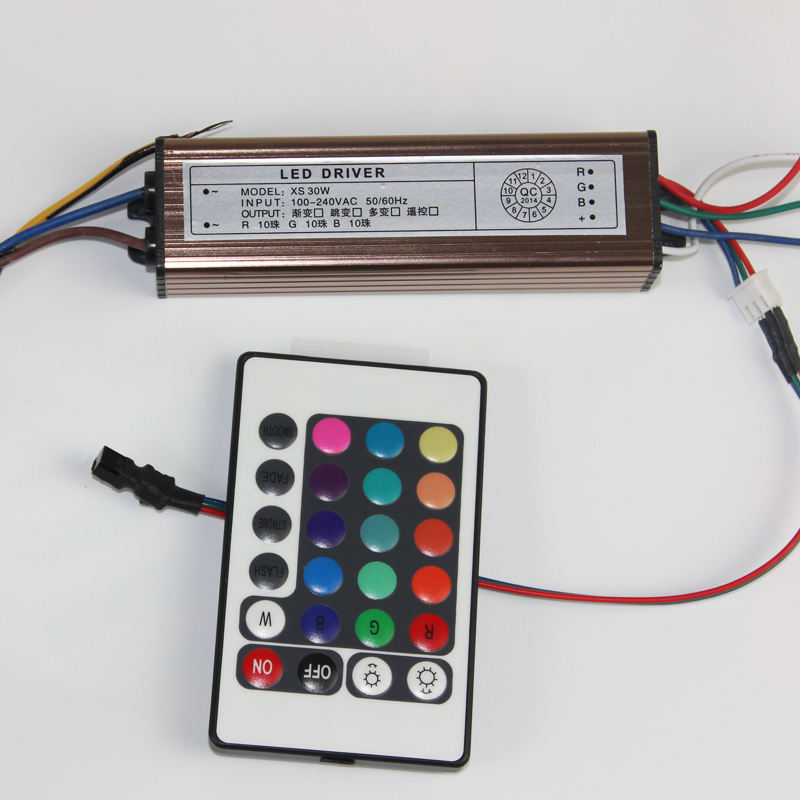 Controlador LED de 10-100W, fuente de alimentación de AC85-265V DC25-38V, transformadores Led impermeables IP66 + mando a distancia RGB para luz Led DIY