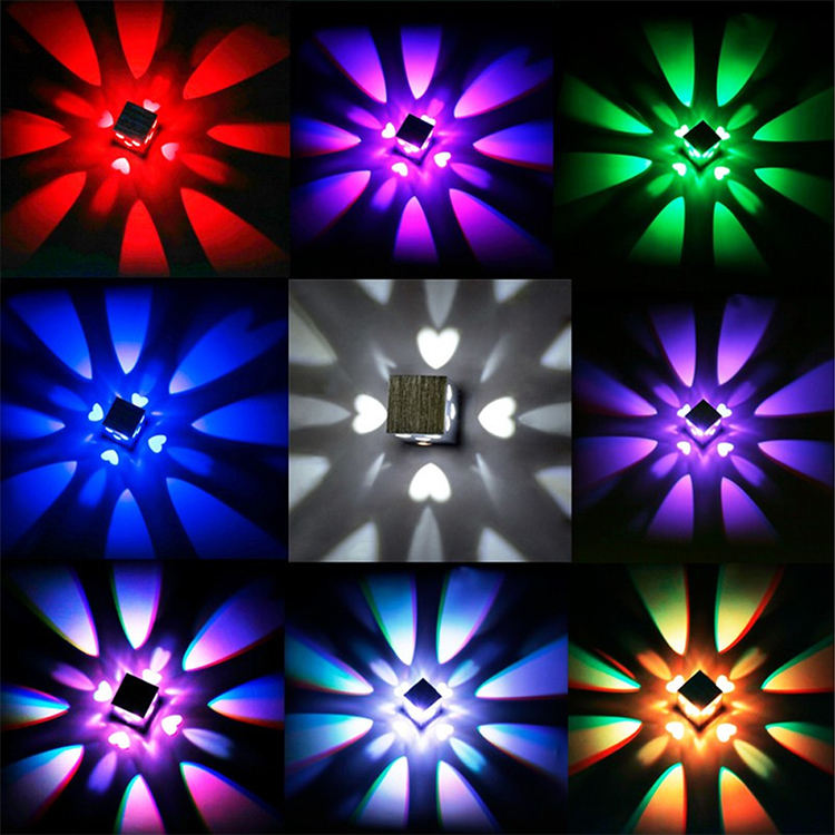 3W LED Love heart 3W RGB Lámpara de pared con control remoto para el hogar Dormitorio escalera Vestíbulo Decoración Decorateur Beauty Room