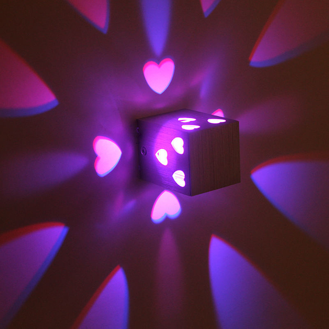 3W LED Love heart 3W RGB Lámpara de pared con control remoto para el hogar Dormitorio escalera Vestíbulo Decoración Decorateur Beauty Room