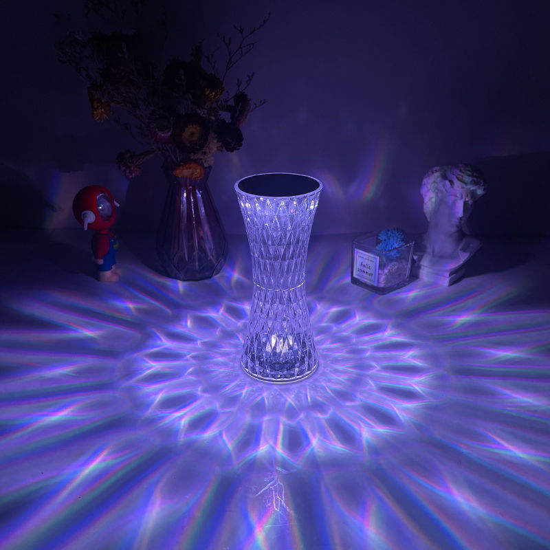 Lámpara de mesa de 16 colores de cristal de cintura pequeña, lámpara de ambiente de mesa de Bar, lámpara de noche de dormitorio desenchufada, regalo de cumpleaños para novia